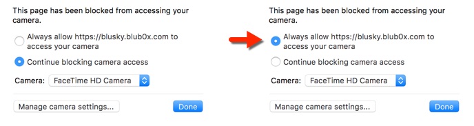 Change Browser Camera Permissions