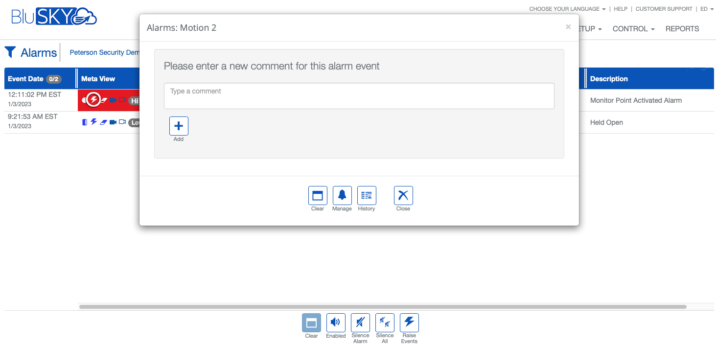 Alarms Events