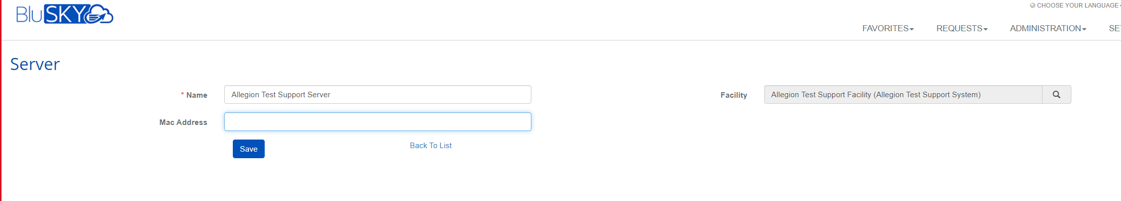 Allegion Server Create