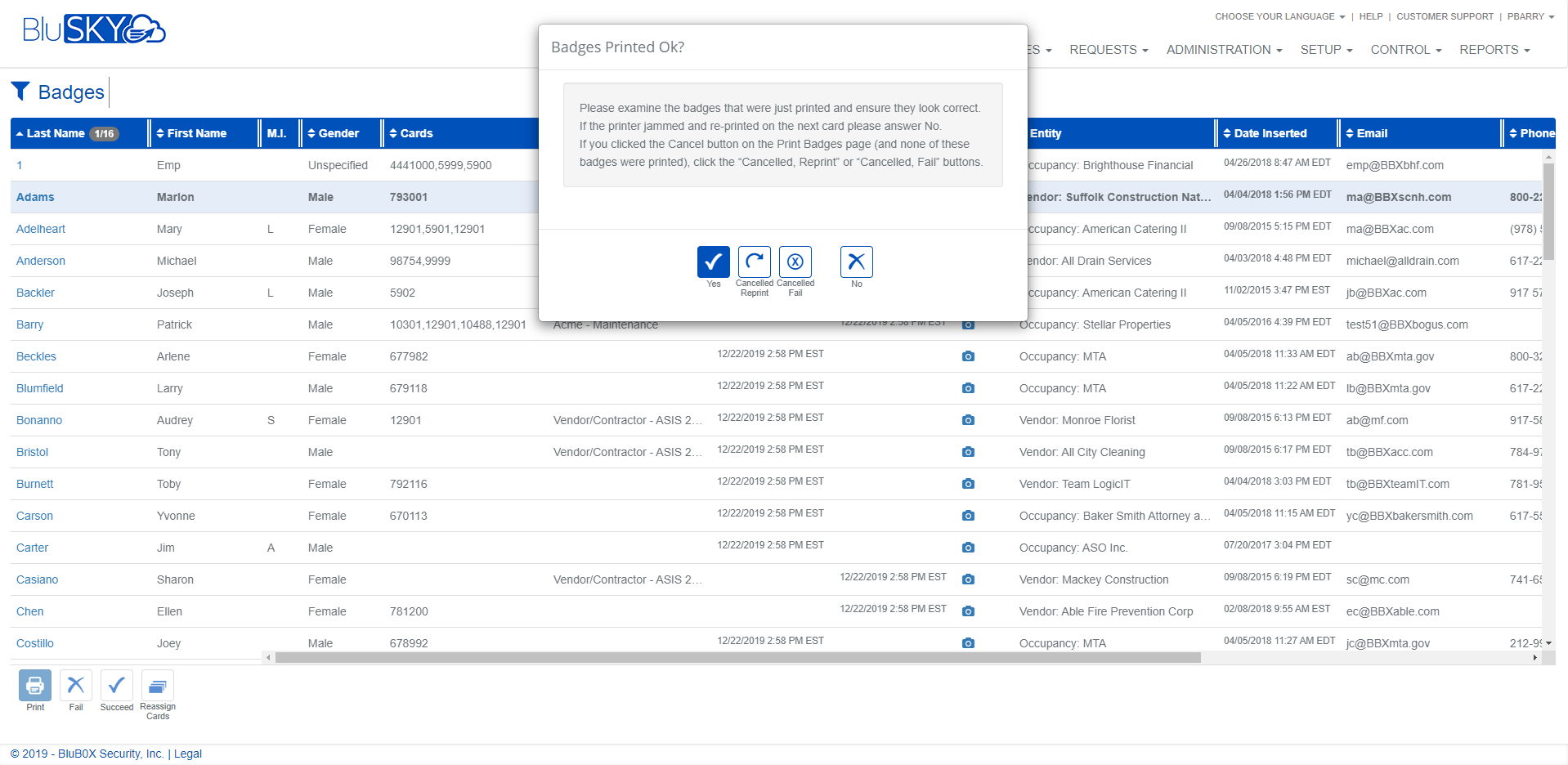 Badges   Confirm Printing Dialog