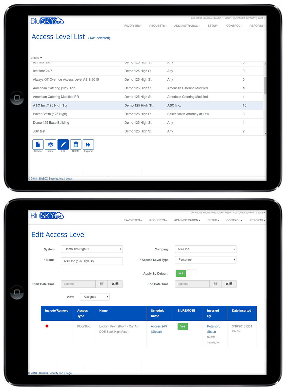BluREMOTE Access Level