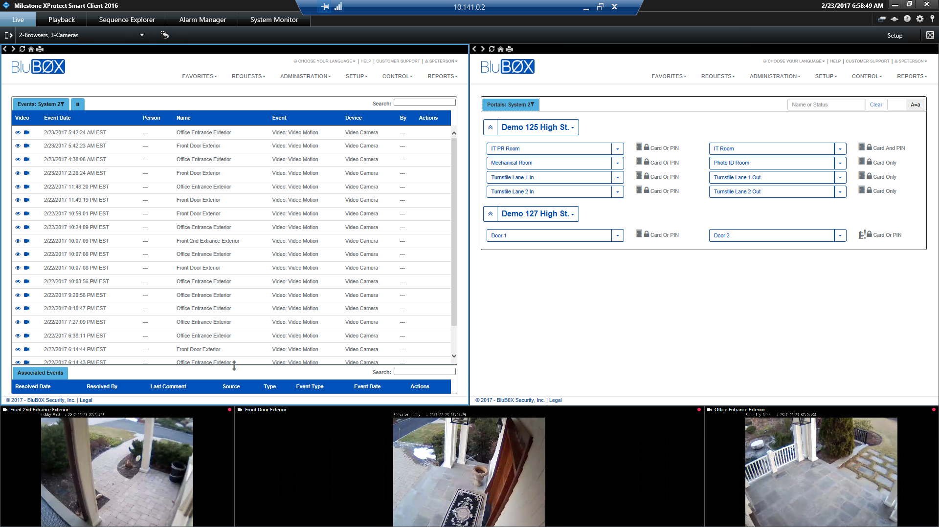 BluSKY Events and Portals view on Milestone