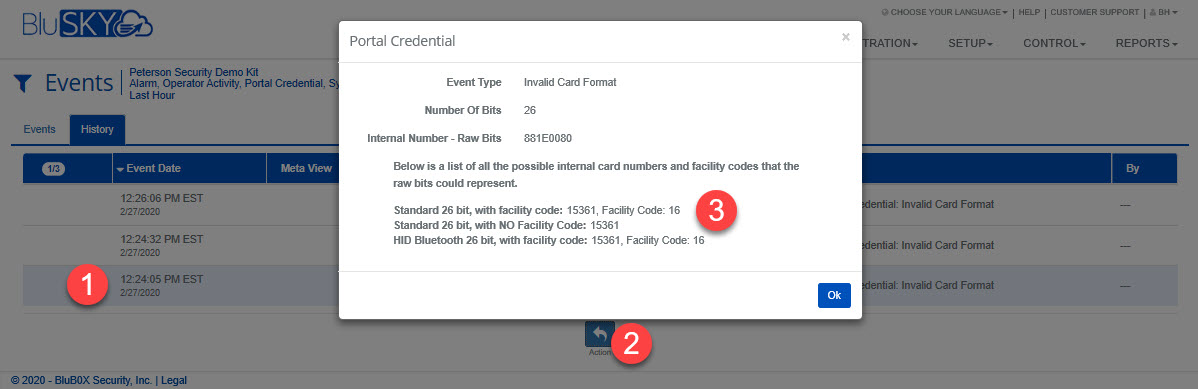 Card decoding in Events