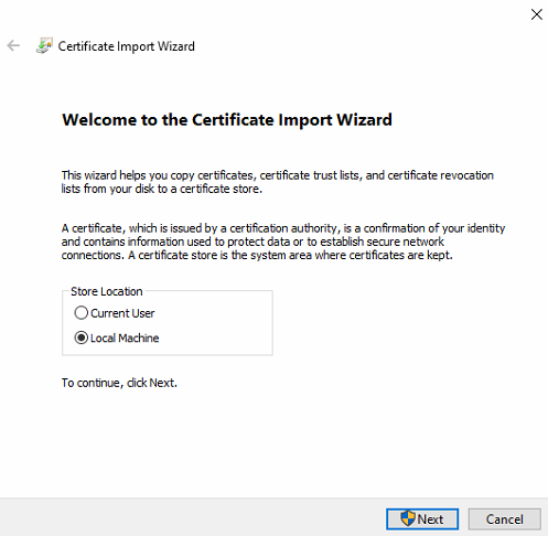 CertificateImportWizard screen1