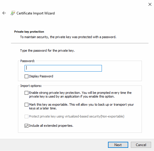 CertificateImportWizard screen3
