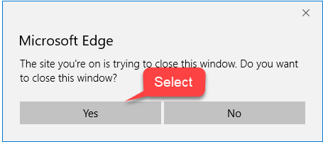 Connect Close Window Tab
