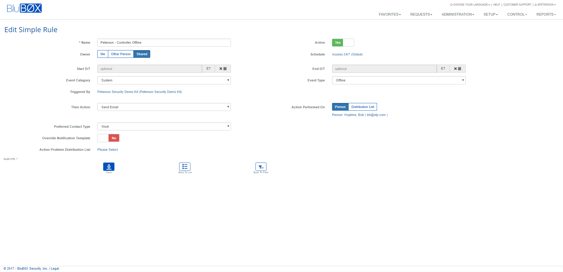 Controller Offline Rule