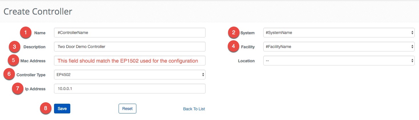 2 Door Demo Create Controller