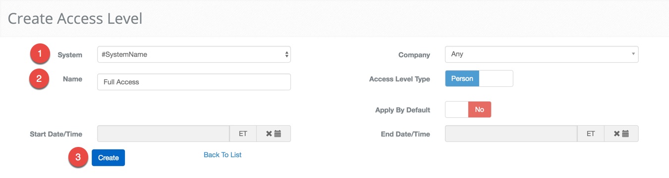 Create Full Access Access Level