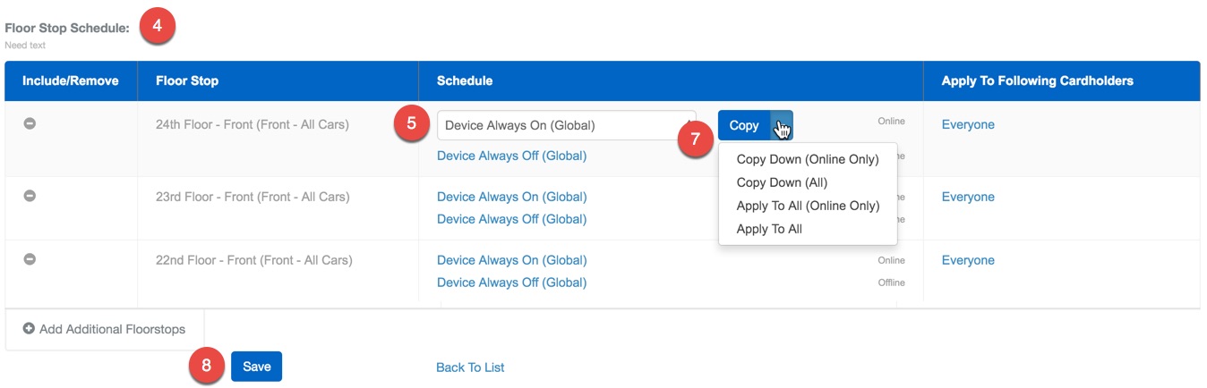 Edit Floor Matrix by Keypad