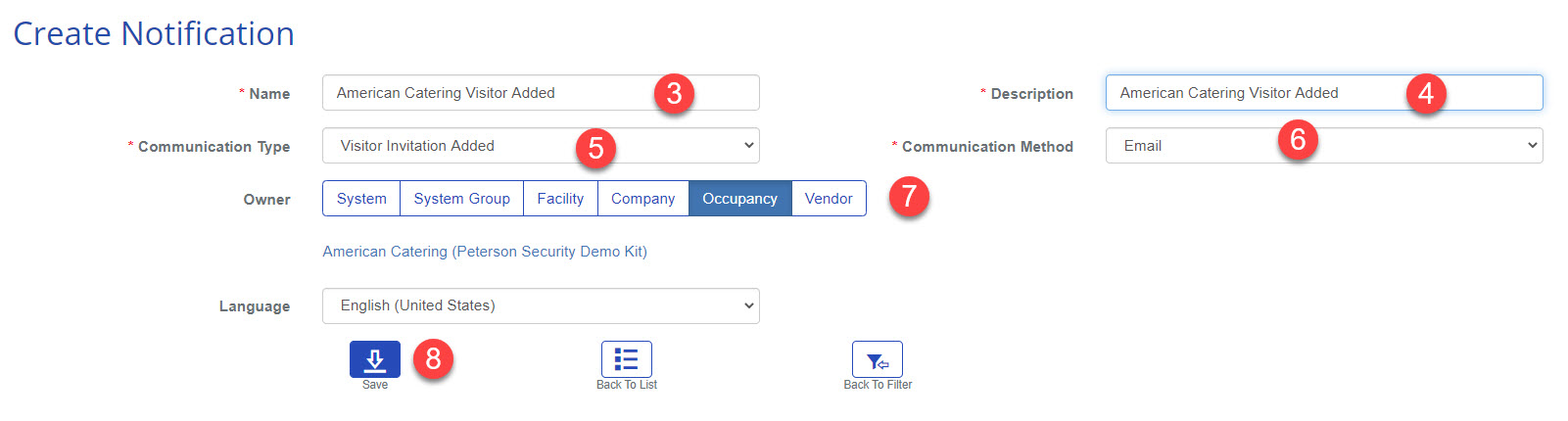 Notification Visitor Add Create