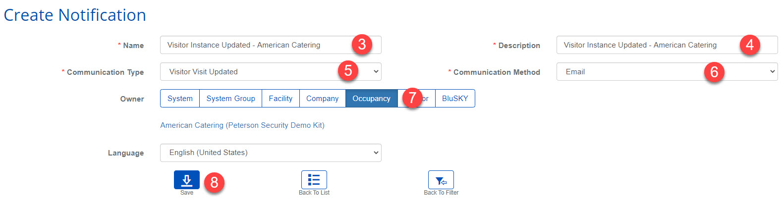 Notification Visitor Instance Create