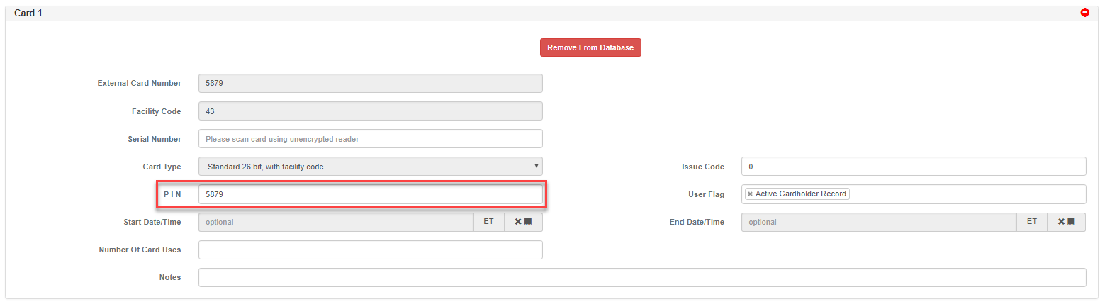 People Card Entry Pin