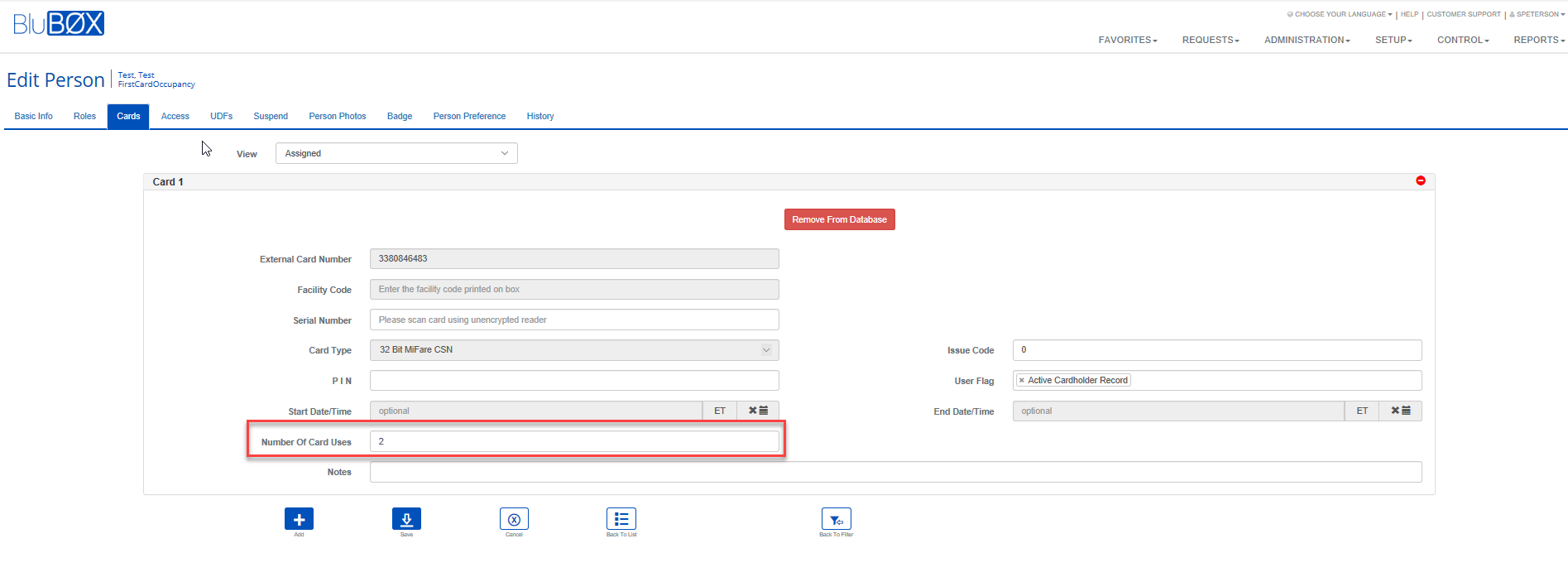 People Number of Card Uses