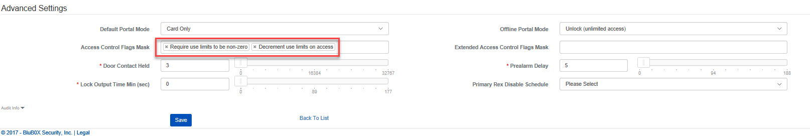 Portals Access Control Flags Mask