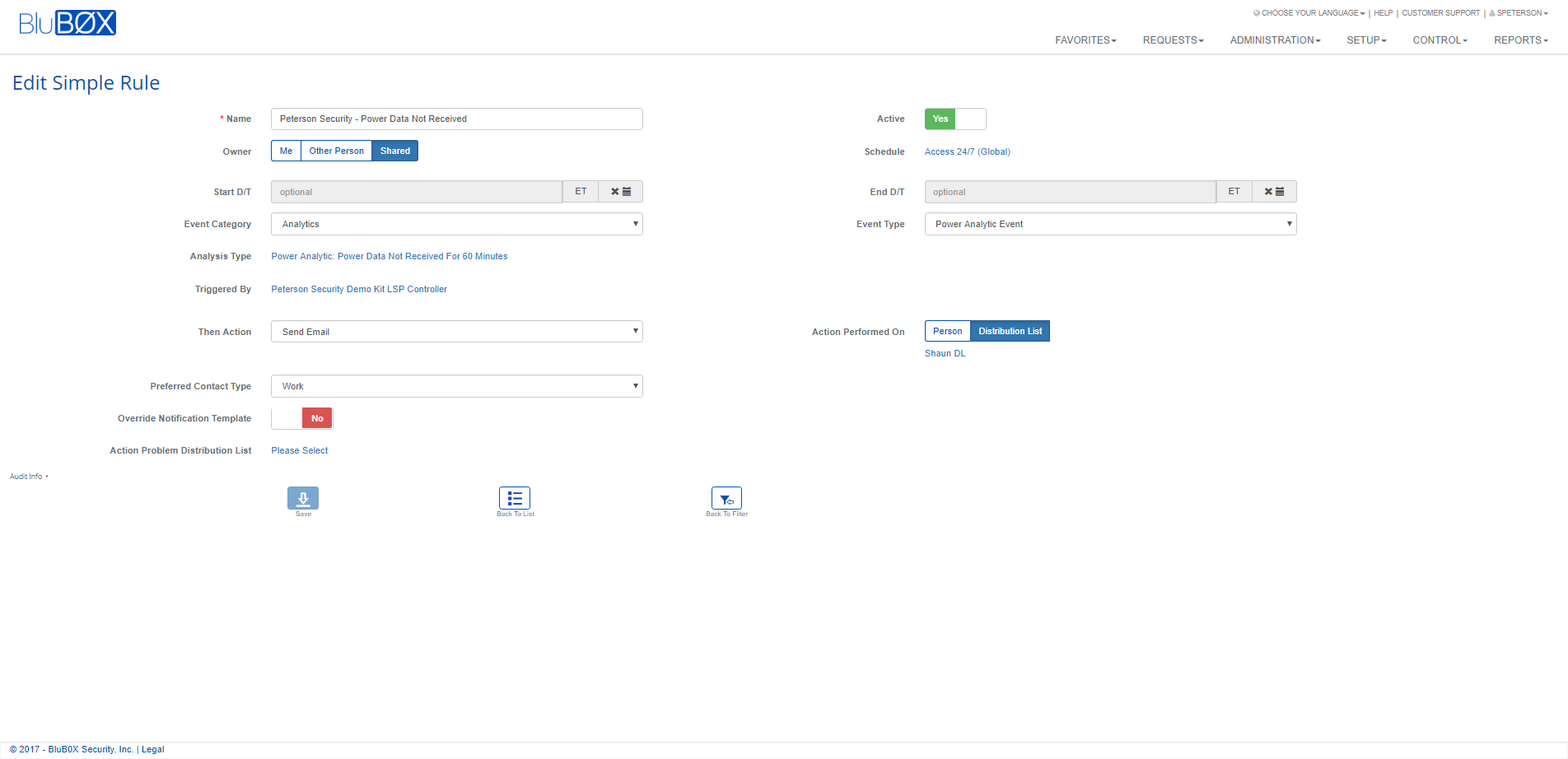 Power Data Not Received Rule