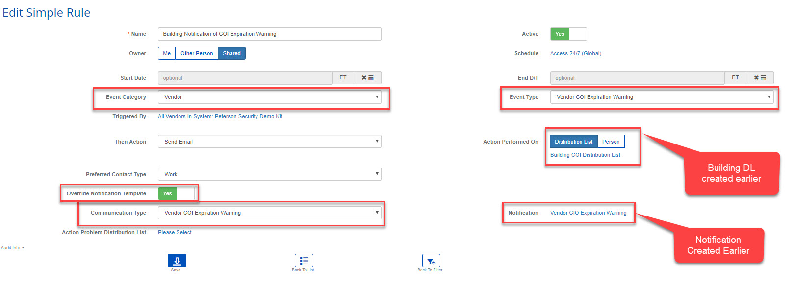 Rule COI Warning for Building