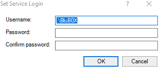 Set Service Login screen