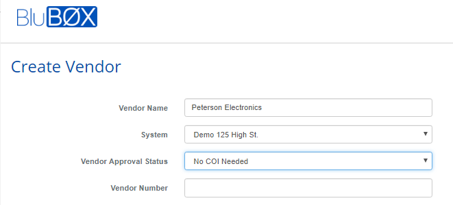 Vendor COI Status No COI Needed