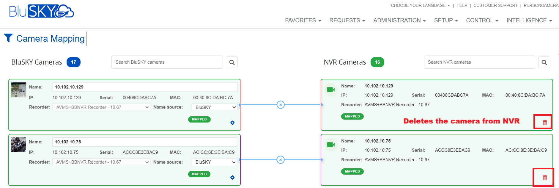 Region Of Interest configuration displaying camera snapshot with fallback to live feed