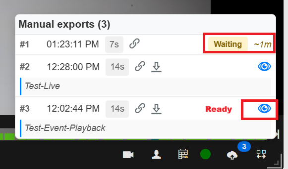 Clip export tracking panel