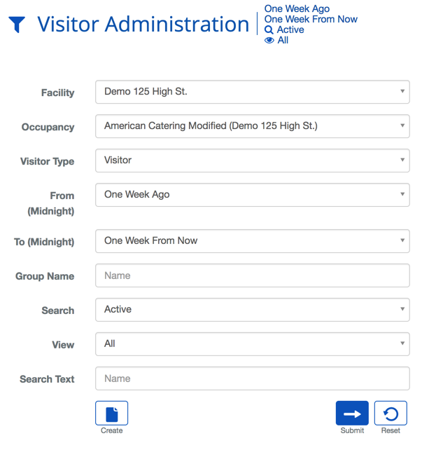 Visitor Admin Search
