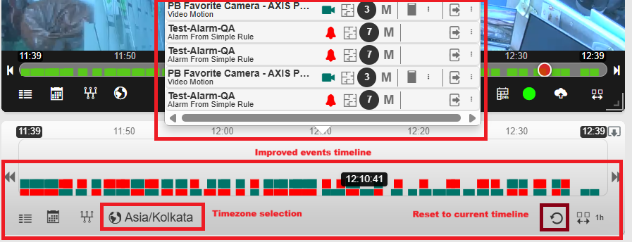 Improved events timeline with timezone selection