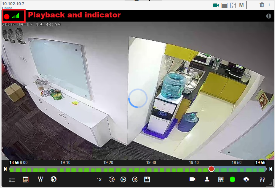 Video player showing H.265 playback with stream indicator