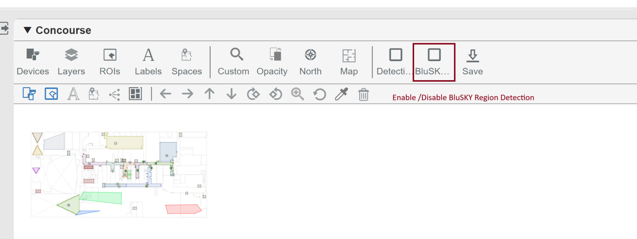 BluSKY Regions option in Edit Mode toolbar