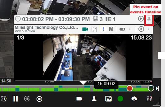 Pin event on timeline