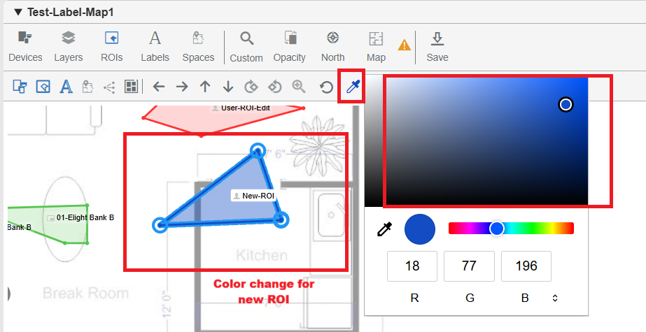 Color picker for new ROI creation
