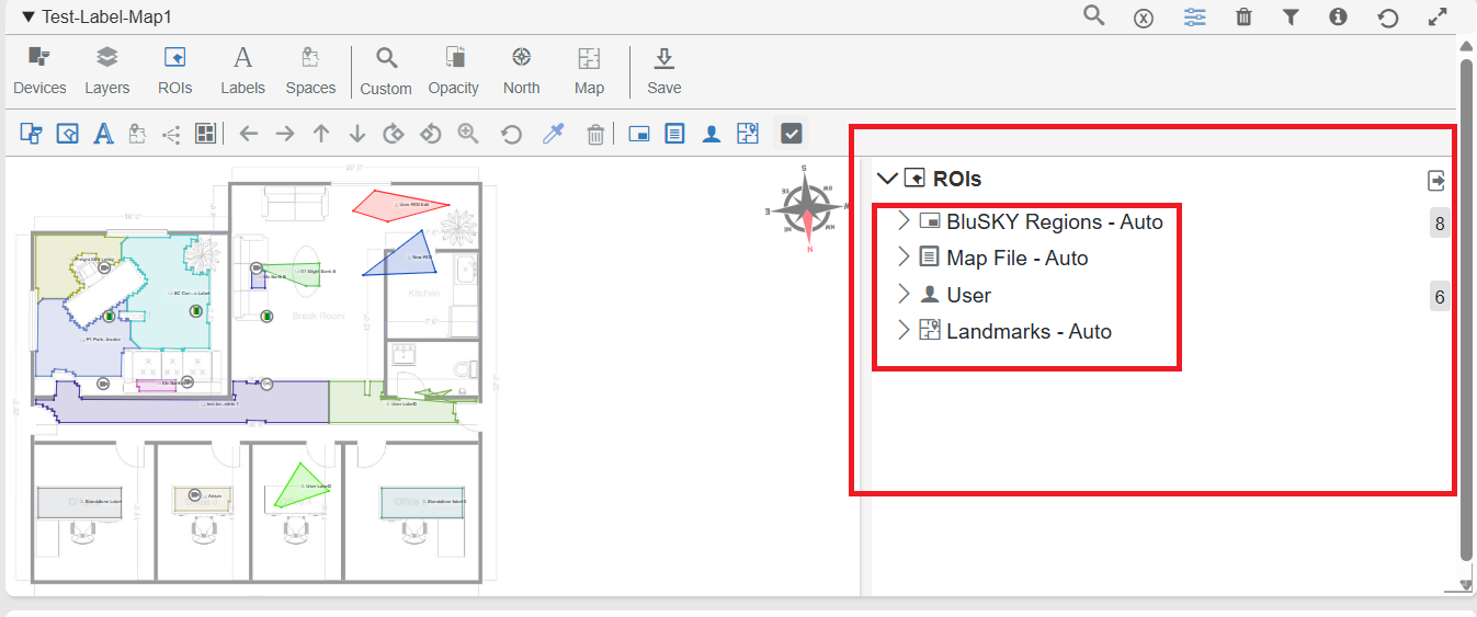 ROI list panel with source categories