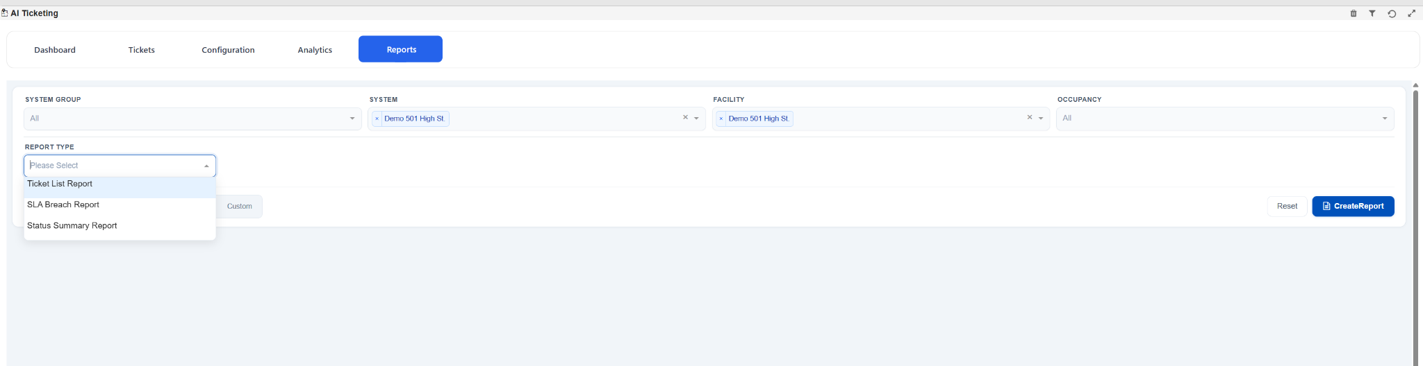 AI Ticketing Reports Module