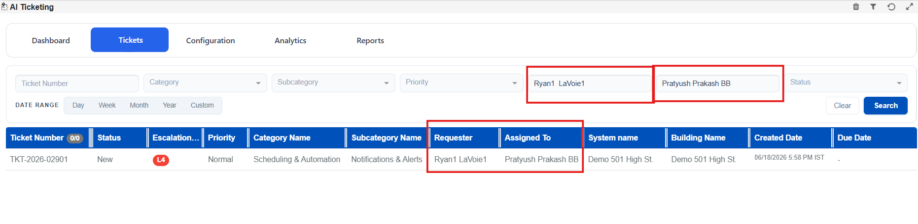 Requester and Assignee Filters on Ticket List