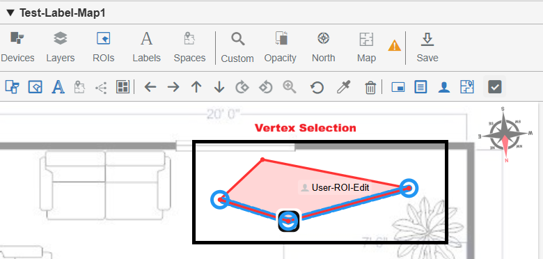 Vertex selection with visual highlighting